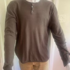 New Men's James Perse Long Sleeve Thermal Henley Shirt 4/XL