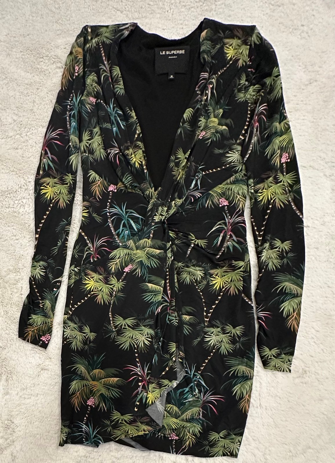Le Superbe Palm Tree Print Dress Size Medium
