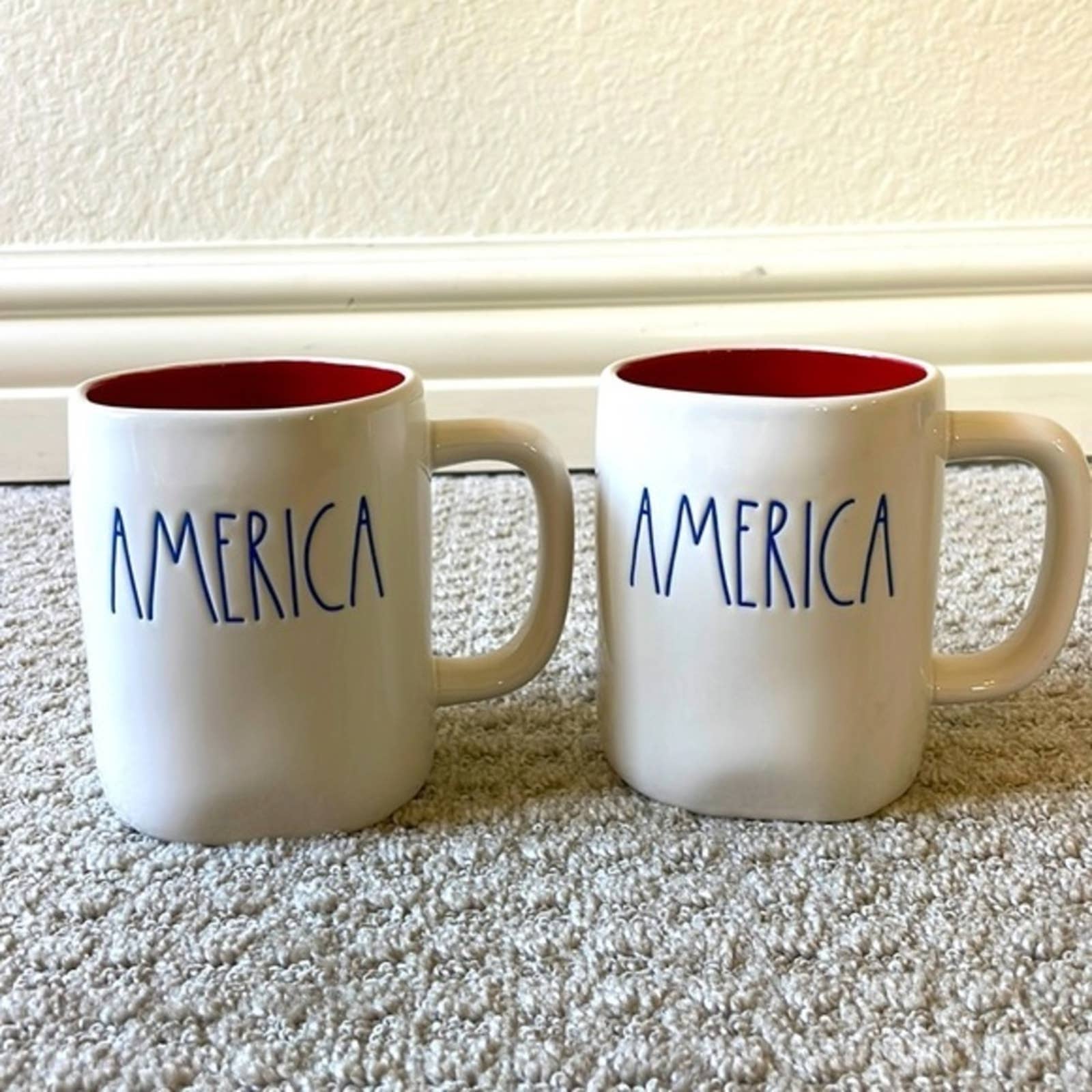 Rae Dunn Set of 2 “America” Coffee / Tea Mugs