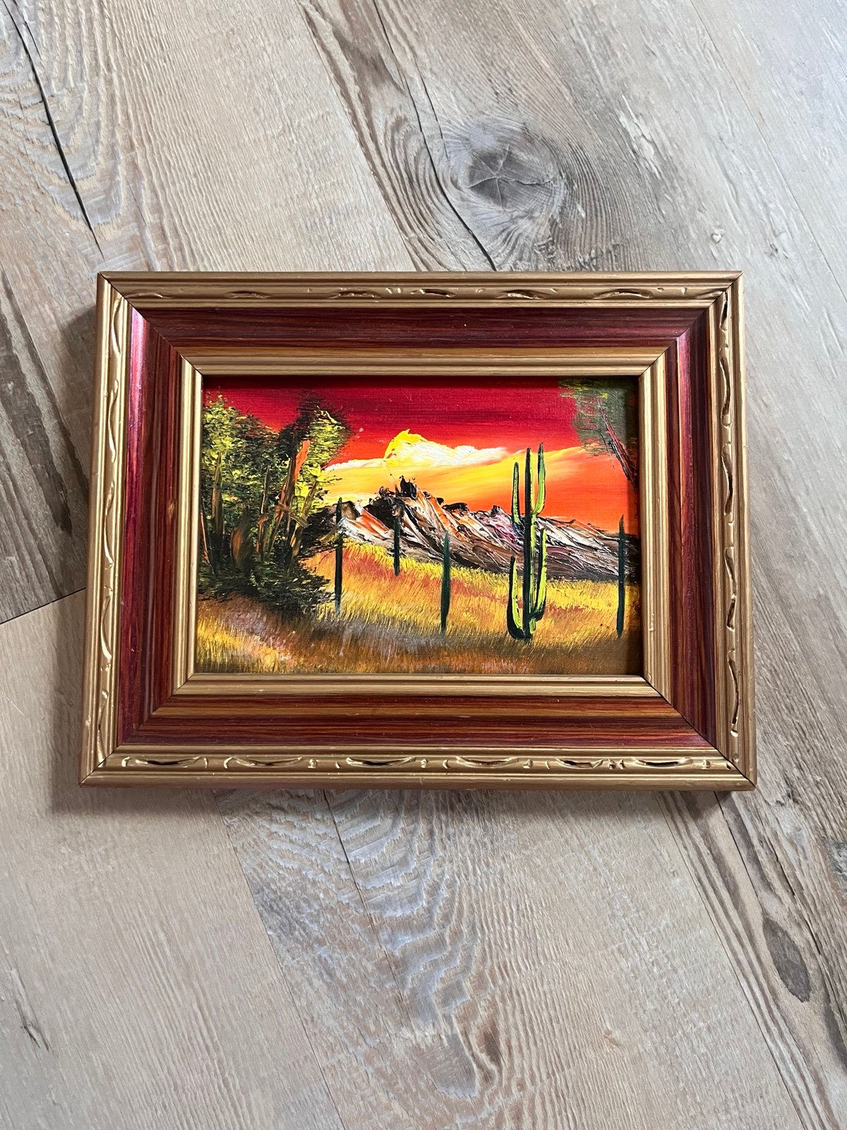 Original antique vintage gothic oil painting MCM