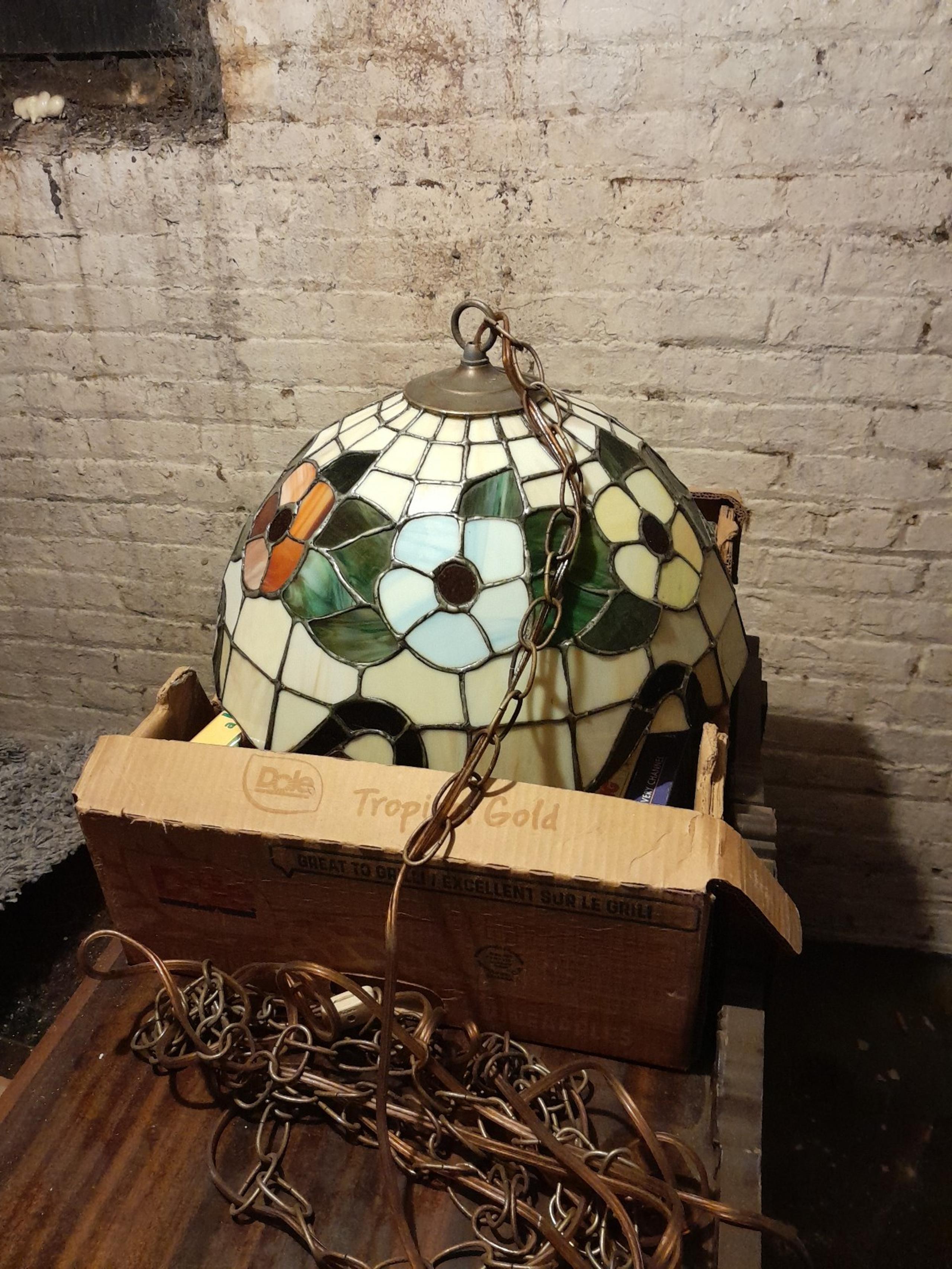 Vintage tiffany style stained glass flower ceiling lamp