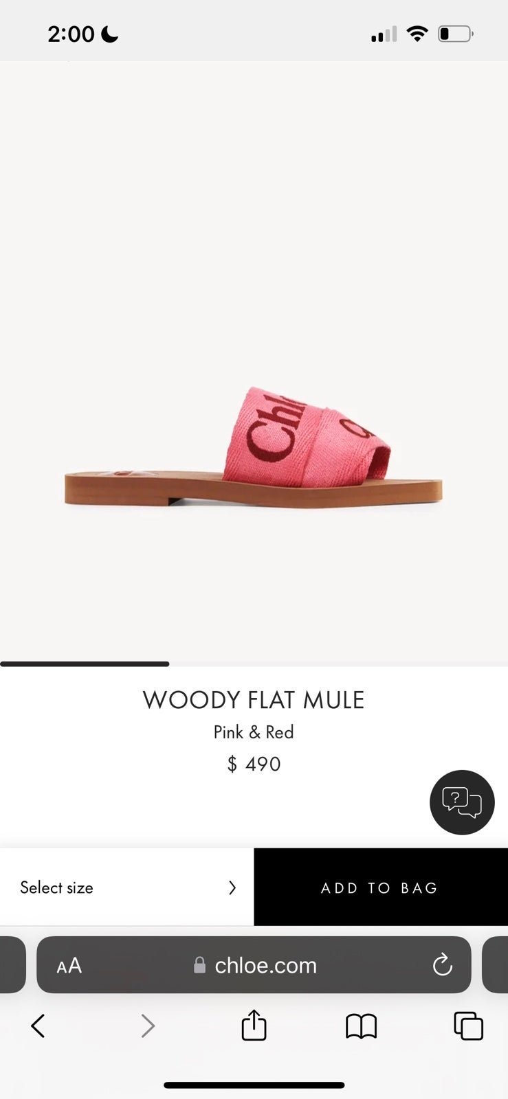 Chloe woody flat mule (authentic)