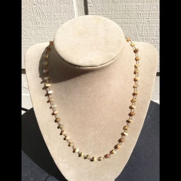 Necklace, Opal and Gold Necklace, 19”, NEW, Handmade, artisan
