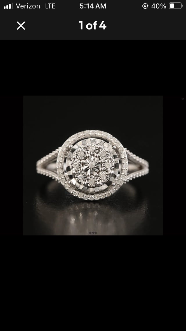 Sterling diamond cluster ring