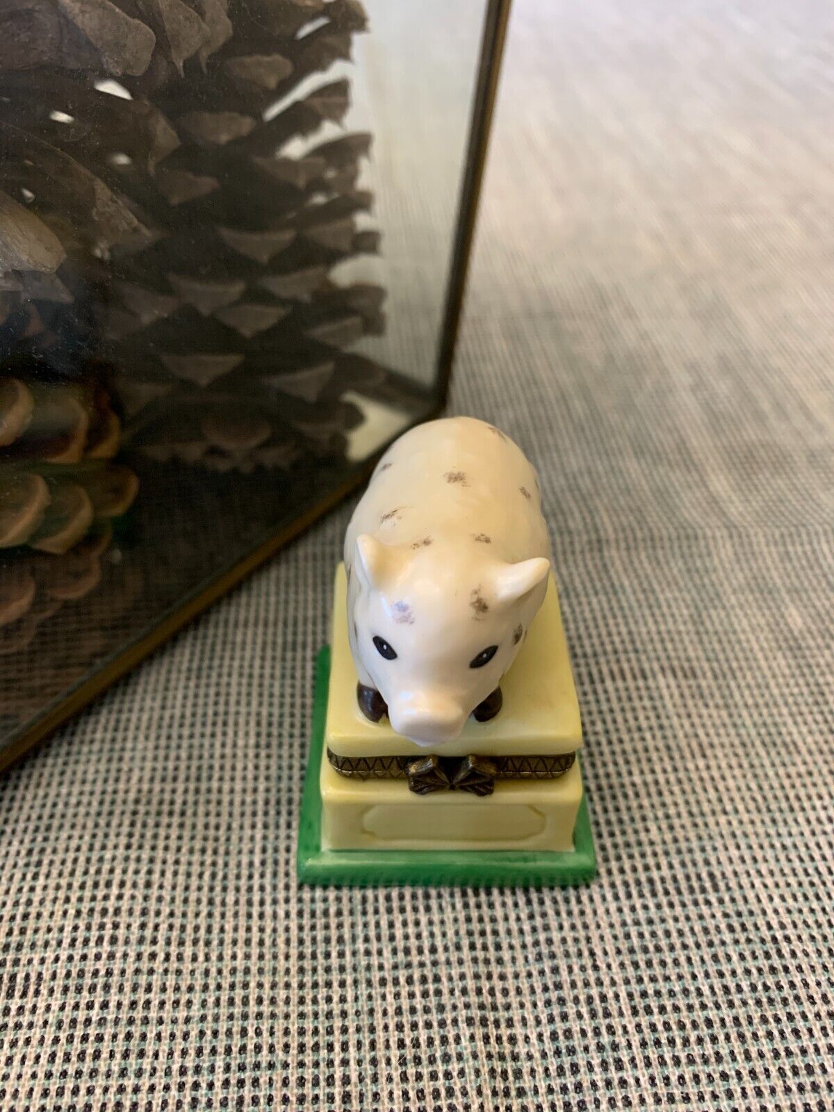 Vintage Porcelain Pig Hinged Trinket Box By Foreside