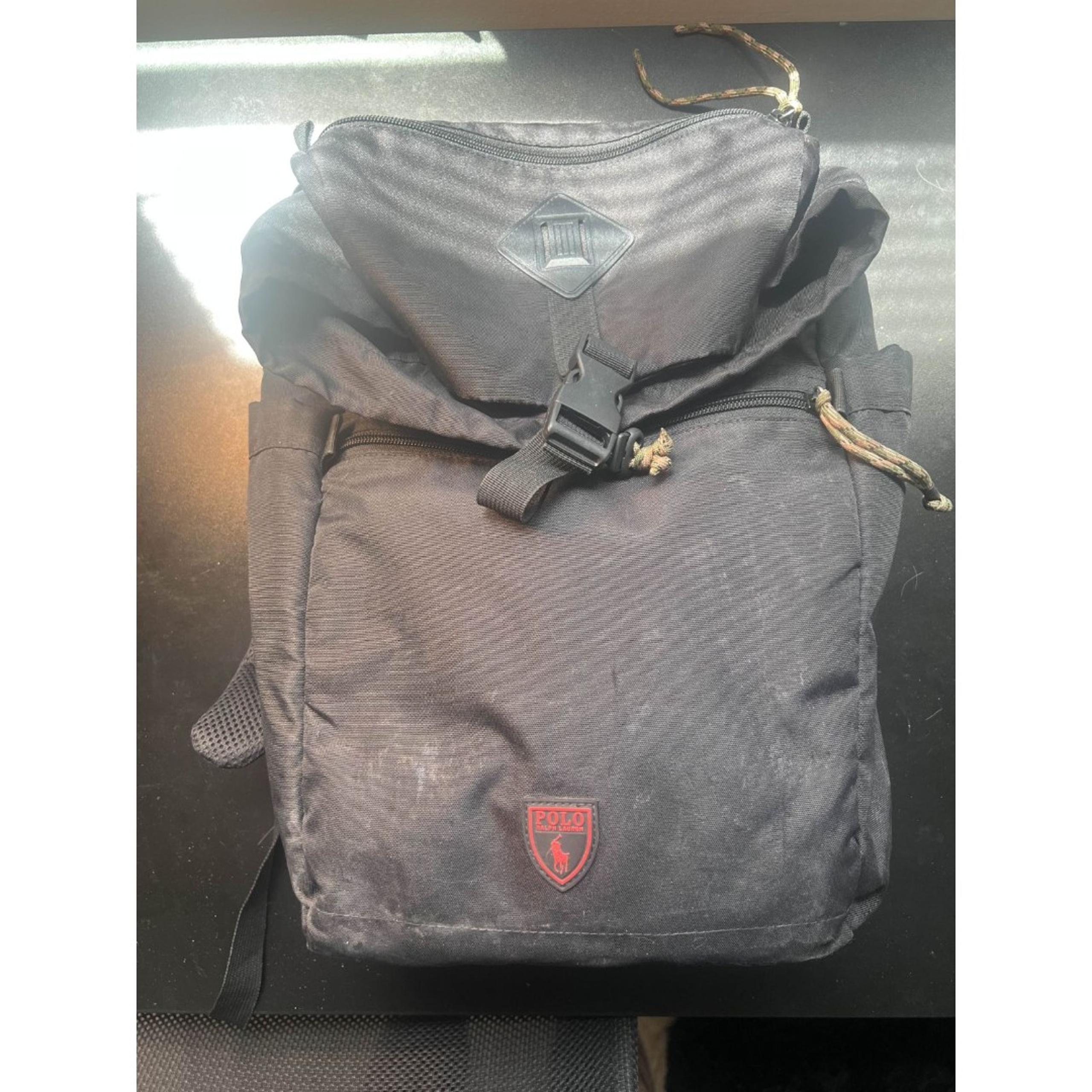Polo Ralph Lauren Flap-Top Canvas Backpack Black/Red