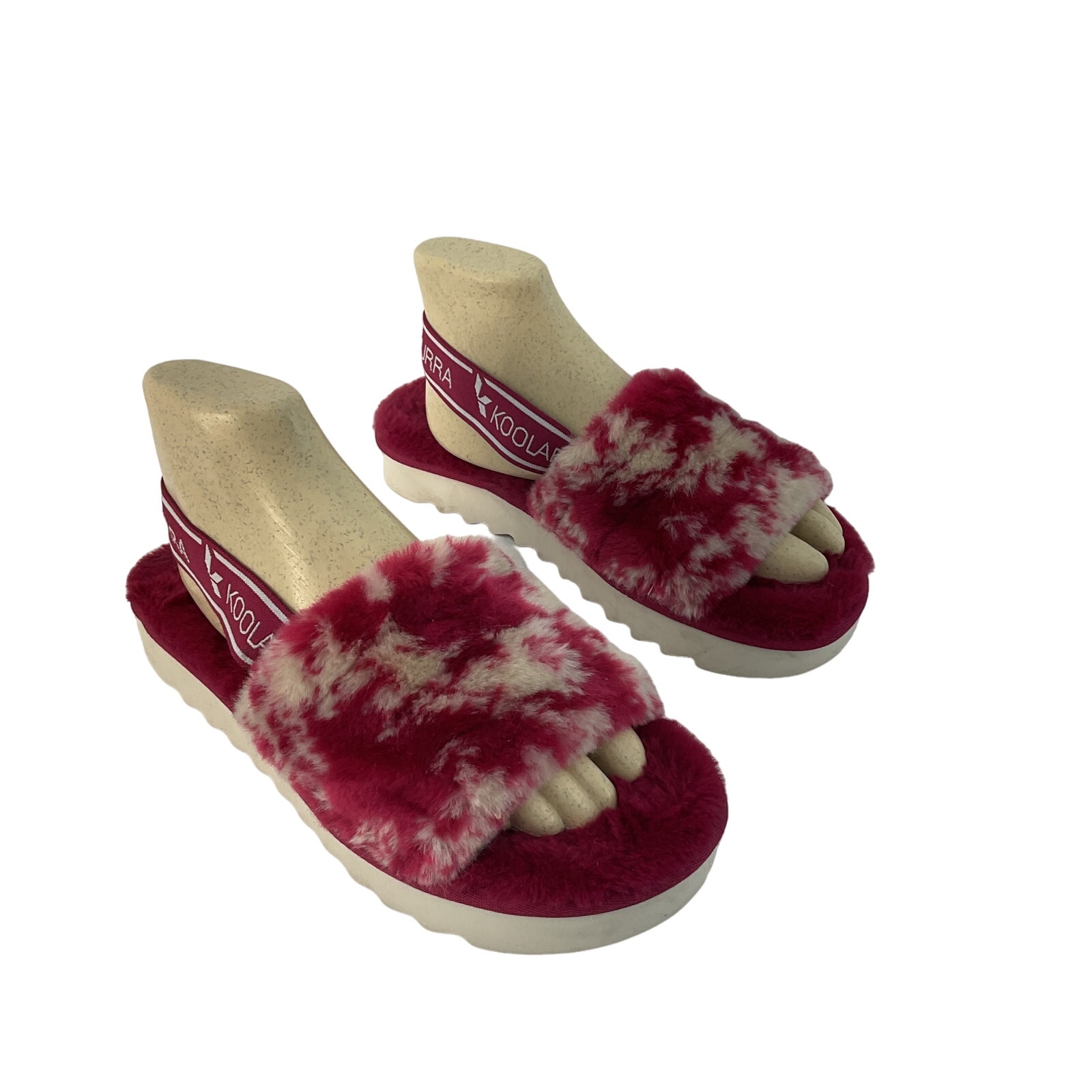 Koolaburra by Ugg Women's Pink White Shearling Fur Slide Slippers Size 10