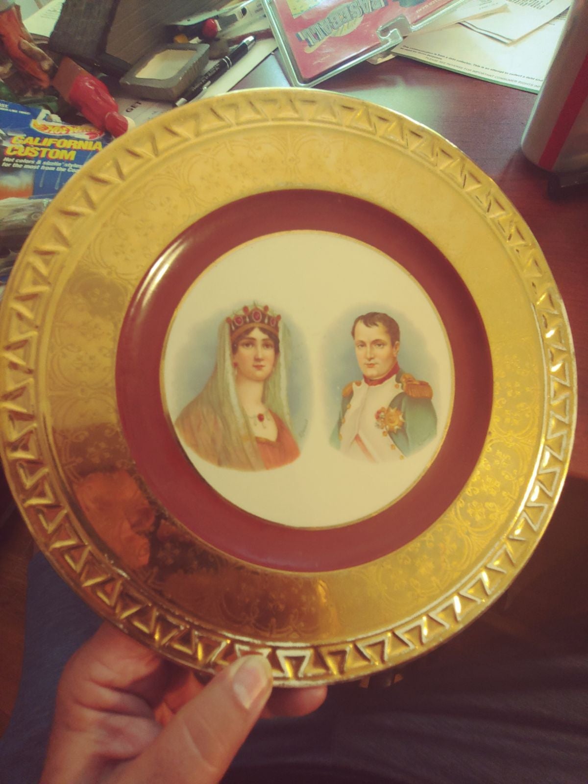 Antique 22 carat Napoleon portrait plate