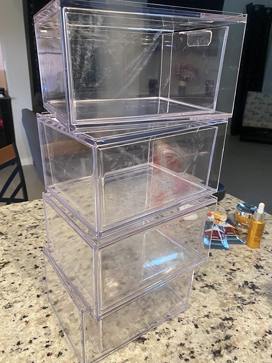 STORi Audrey Stackable Clear Bin Plastic Organizer Drawers | 2 Piece Set | Organ