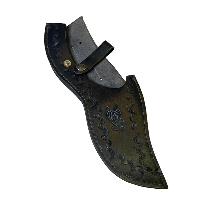 Warrior Knife Hunter Leather Sheath Only Black Western Eagle Embossed u Belt Loo