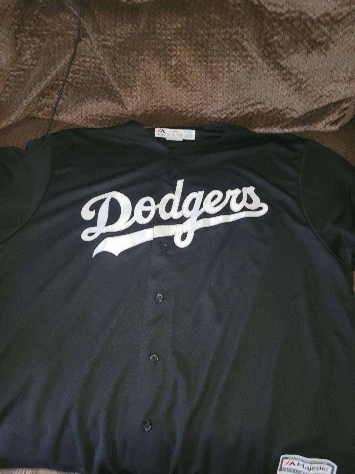 A LA Dodgers all black jersey with white lettering.