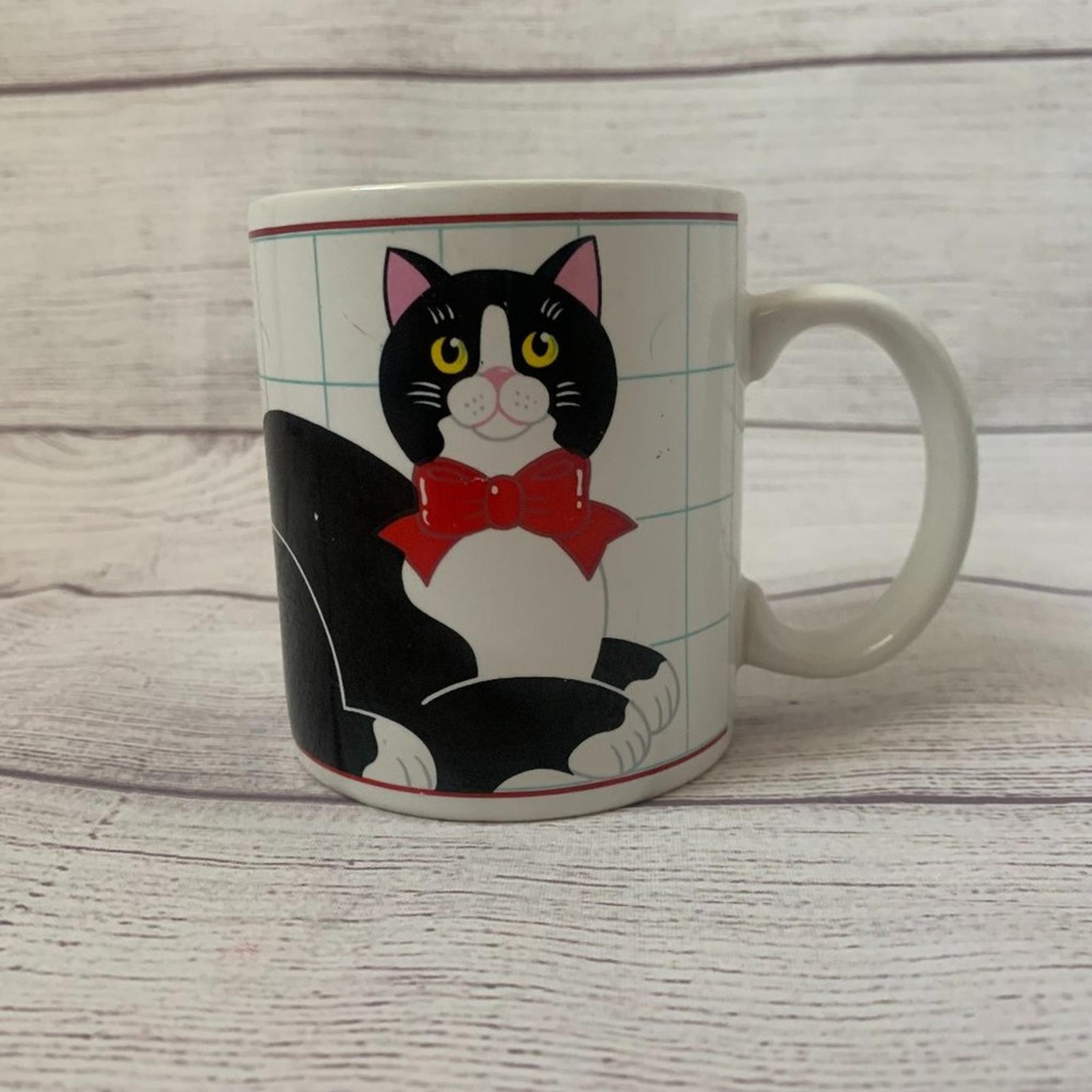 Vintage Cat Mug Tuxedo Kitty Cat Coffee  1982 Japan Pelzman Designs Vandor