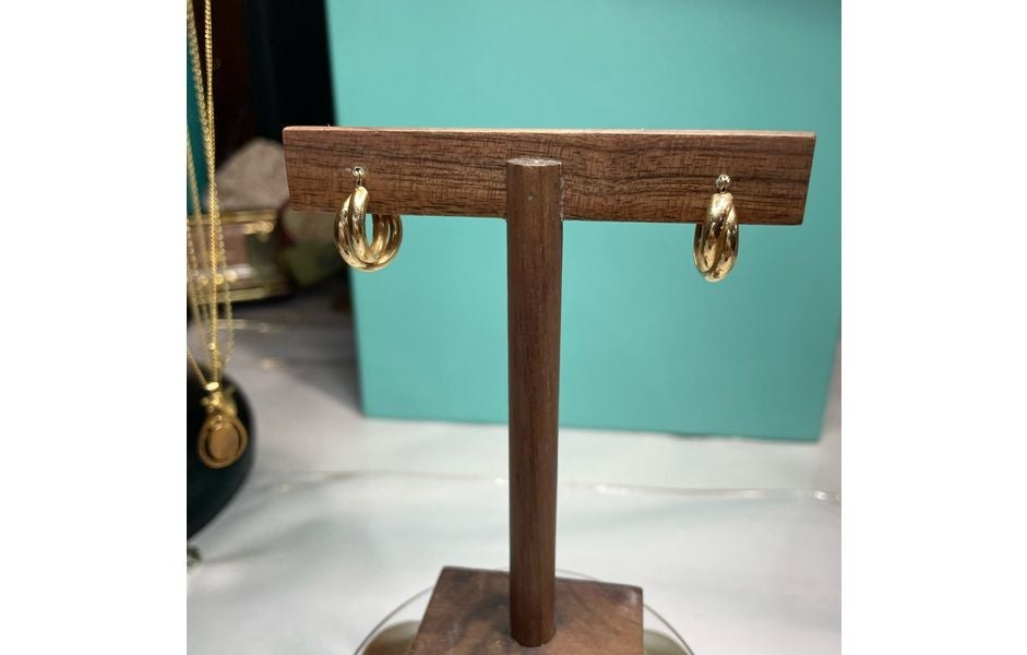 14k yellow gold twist hoop earrings