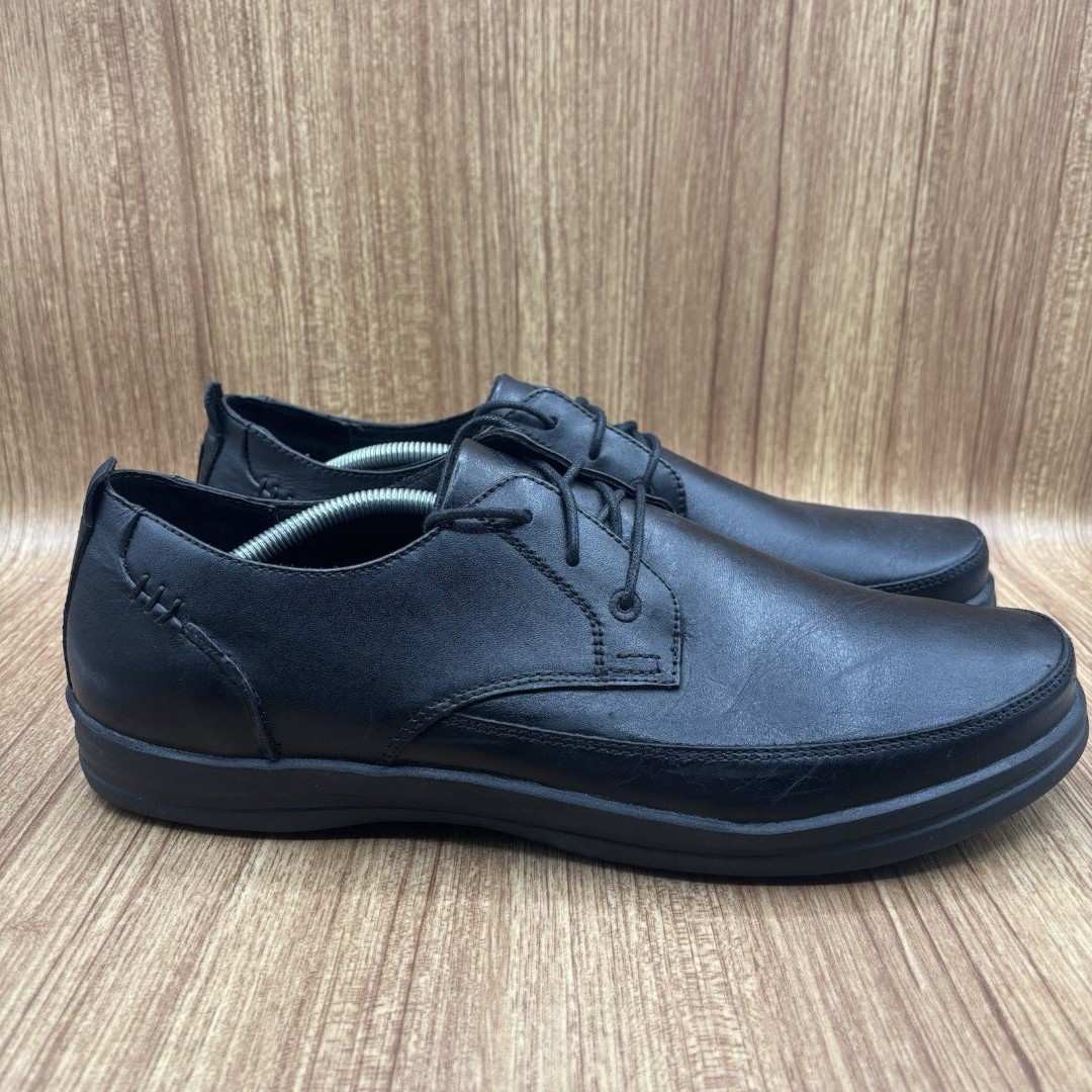 Aetrex Dale Classic Black Leather Men's Size 12 M Lace Up Slip Resistant Shoes