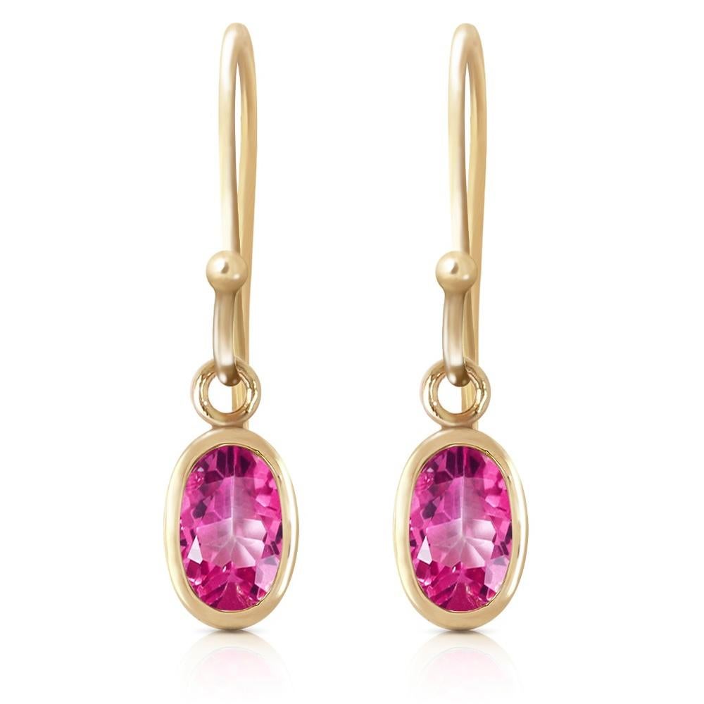 GOLD FISH HOOK EARRINGS WITH PINK TOPAZ