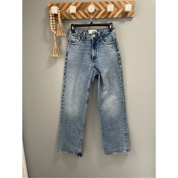 ZARA High waisted wide leg jeans Size 0