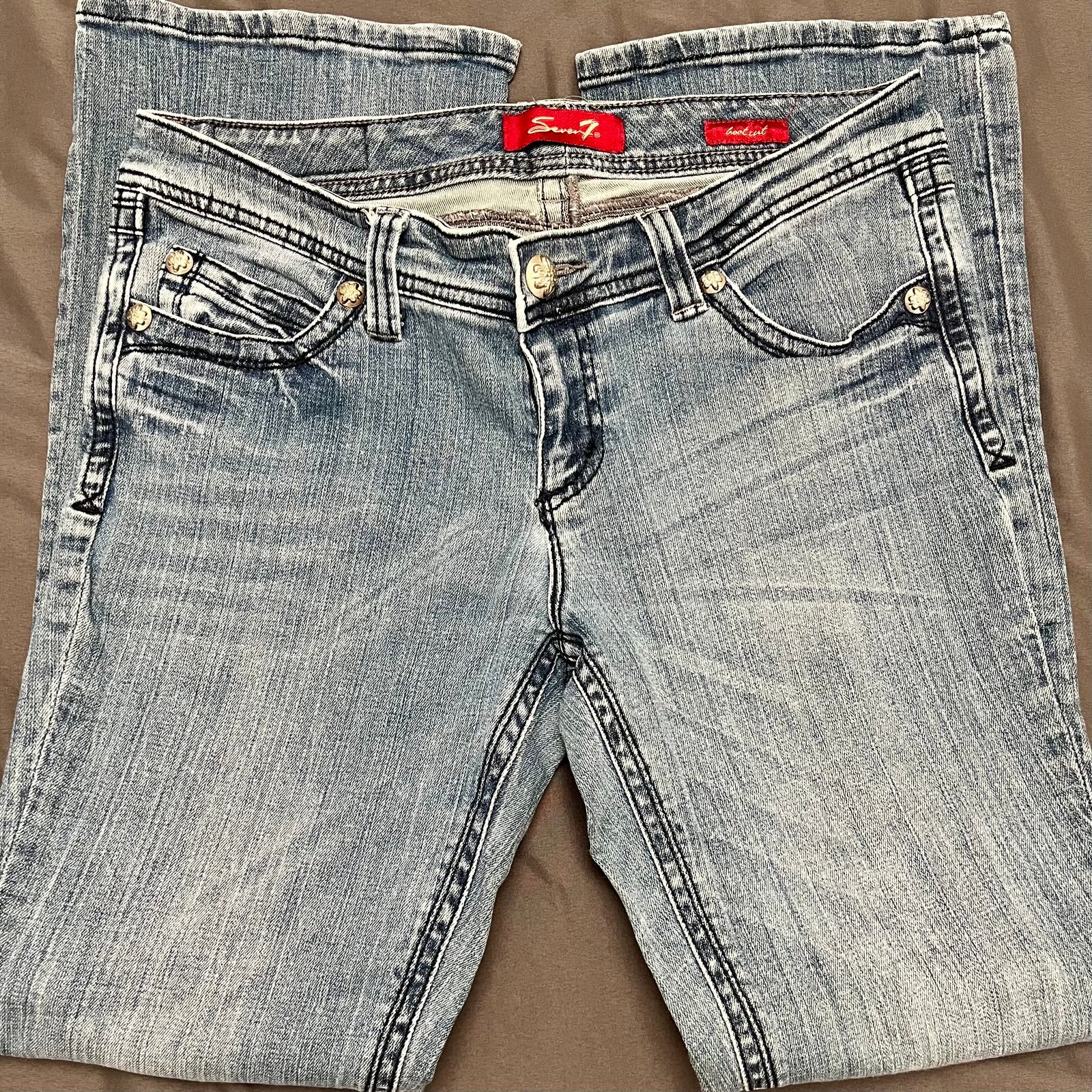 【COLOR iN ID】basic sand boots-cut denim Seven7 Boot Cut Stylish Denim Jeans Rhinestones Around