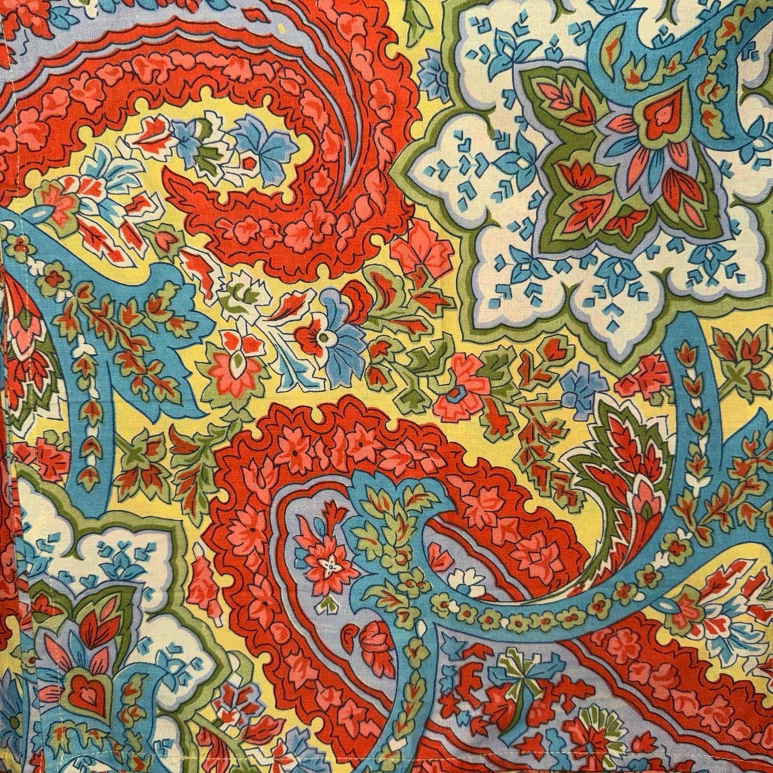 April Cornell Paisley Napkins Blue Orange Green Yellow Summer Print