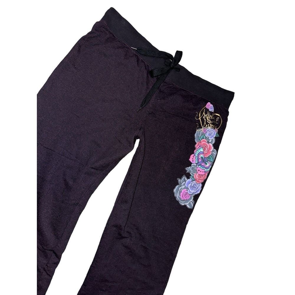 Disney Disneyland Resort Mickey Minnie Wide Leg Purple Black Sweatpants XXL Plus