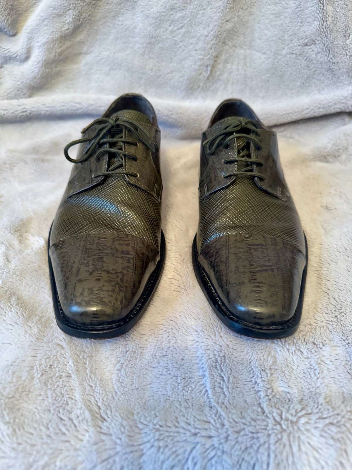 Stacy Adams Men’s Olive Garcea Lizard/Alligator Print Shoes Size 9