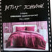 BETSEY JOHNSON CRUSHED VELVET & PINK W/ RIBBON BOWS REVERSIBLE 3 PC COMFORTER