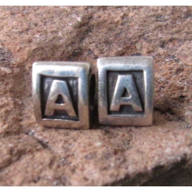 Set of 2 Pandora 925 Sterling Silver Monogram A charm