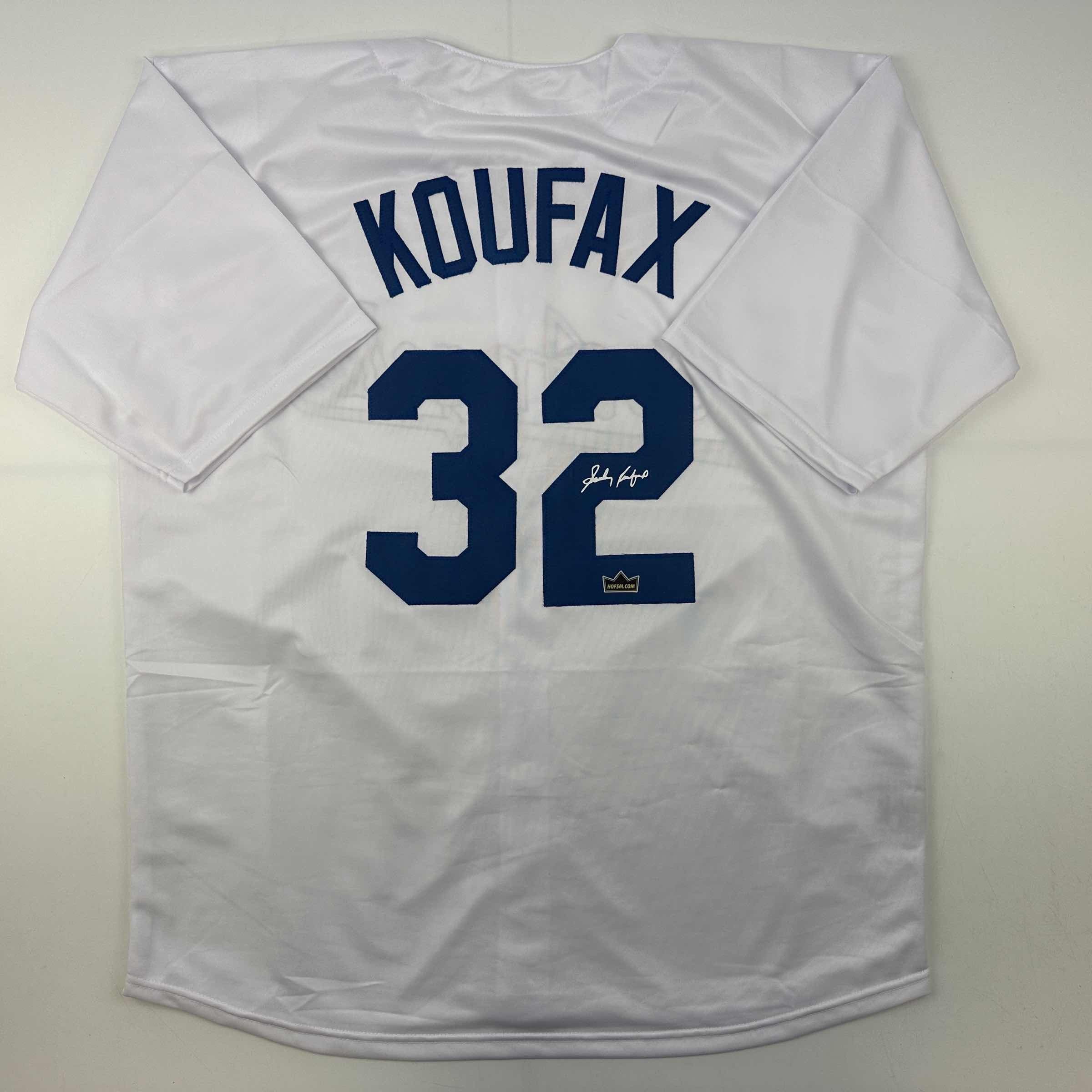 Facsimile Autographed Sandy Koufax Los Angeles LA White Auto Jersey Size Men's