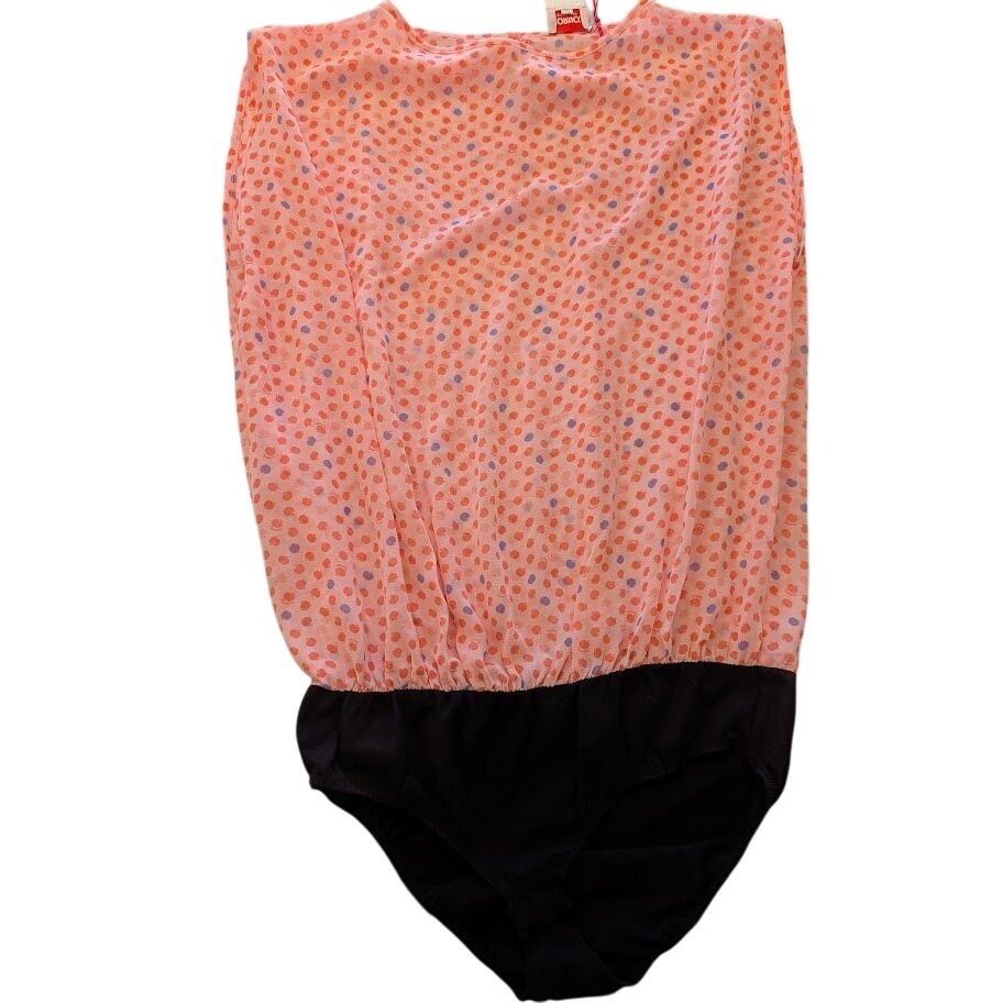 Fiorucci Polka Dot Bodysuit Blouse Sheer Top Layering Piece Sz 44 It