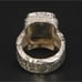 Citrine Square Star Etched Textured Band Ring Size 4.75 - 13g VINTAGE ESTATE