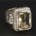 Citrine Square Star Etched Textured Band Ring Size 4.75 - 13g VINTAGE ESTATE