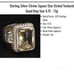 Citrine Square Star Etched Textured Band Ring Size 4.75 - 13g VINTAGE ESTATE
