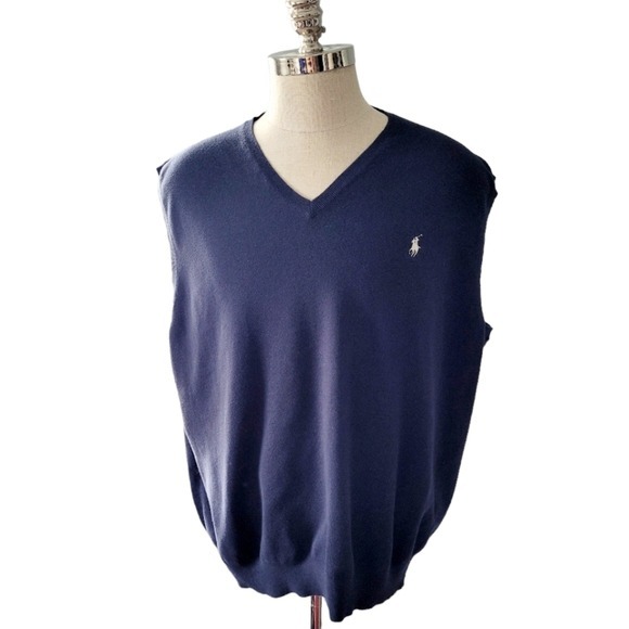 Polo Ralph Lauren Navy V Neck Pima Cotton Sweater Vest Size 3XB