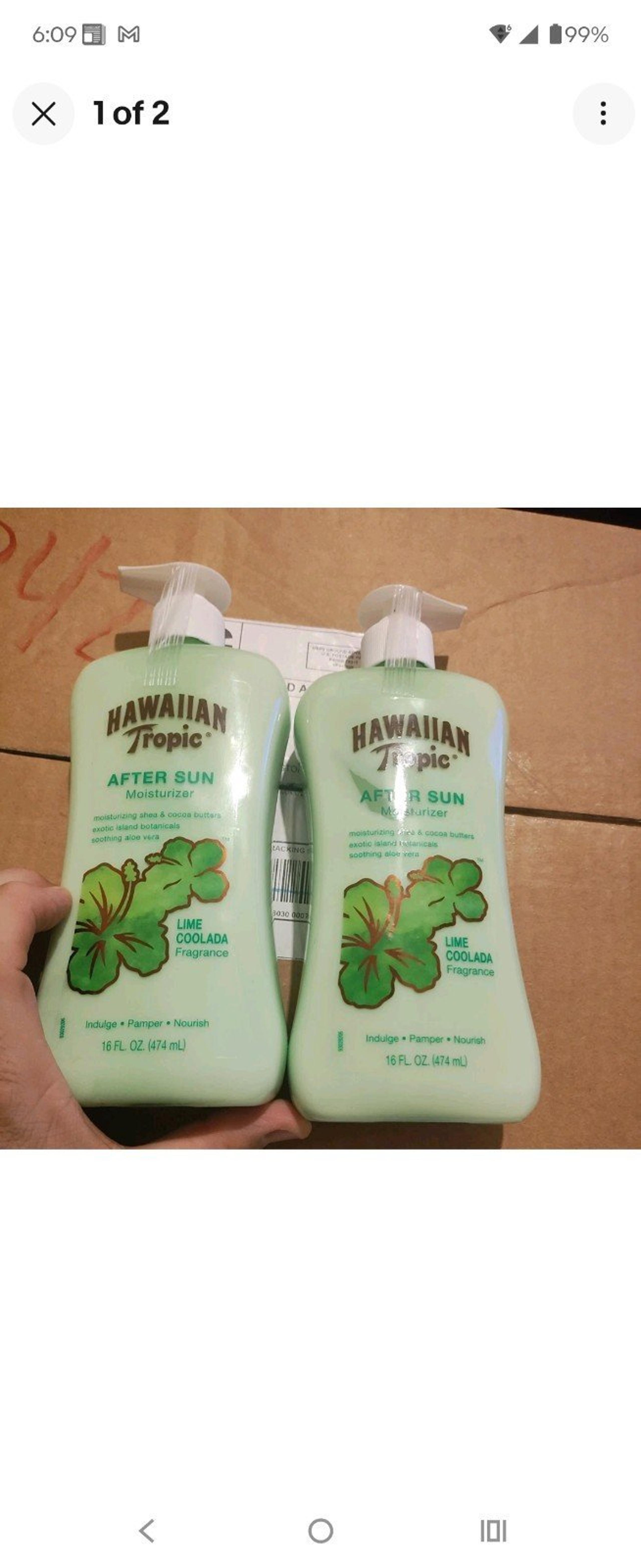 LOT OF 2- After Sun Moisturizer - Lime Coolada 16 fl oz each - Hawaiian Tropic