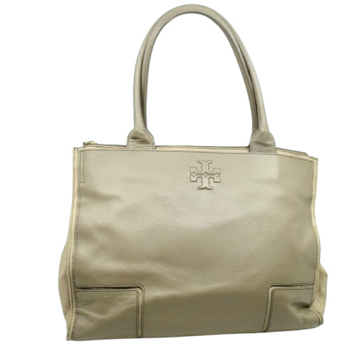 TORY BURCH~Ella~PEBBLED LEATHER & CANVAS EXTRA LARGE MULTI COMPARTMENT TOTE