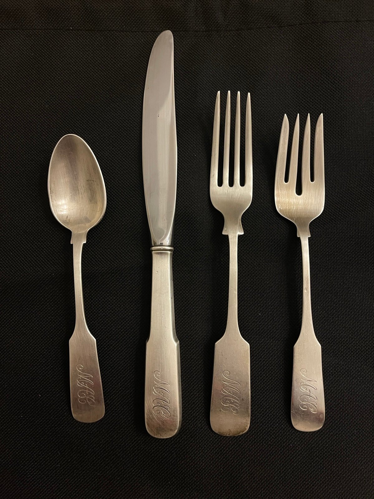 Old English Tipt by Gorham Sterling Silver 4 piece DINNER SIZE place Setting