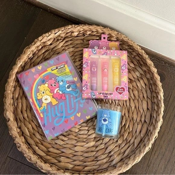 NWT Care Bears Bundle Candle Notebook and Lip Gloss Set