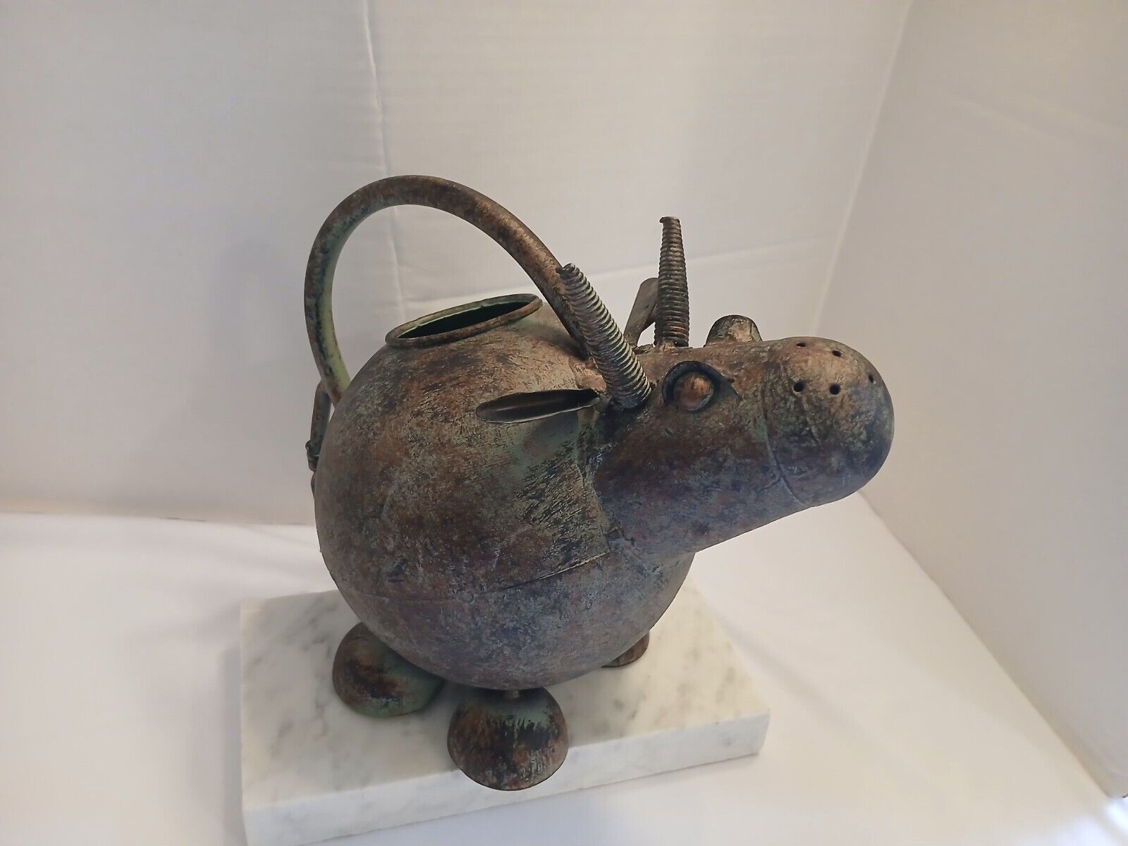 Copper Patina Whimsical Cow Watering Can