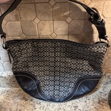 Vintage Coach Y2K signature mini soho hobo shoulder bag black grey
