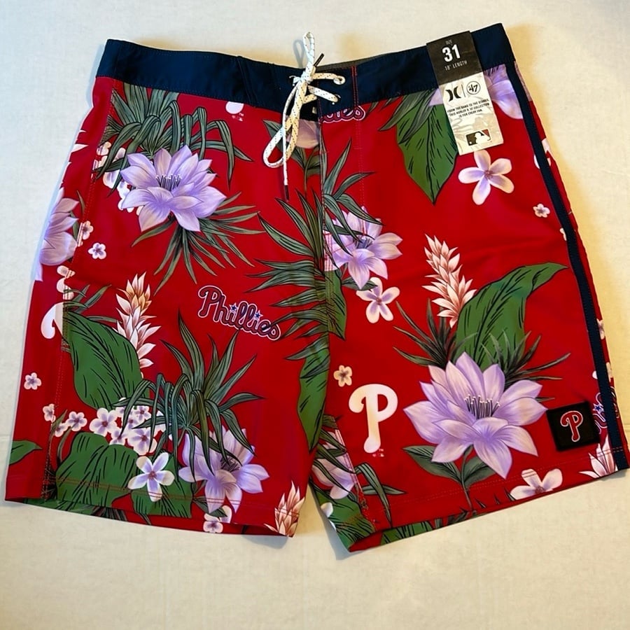 Hurley 31 Shorts Board Shorts Swim Phantom MLB Phillies Hurley x ‘47 NWT