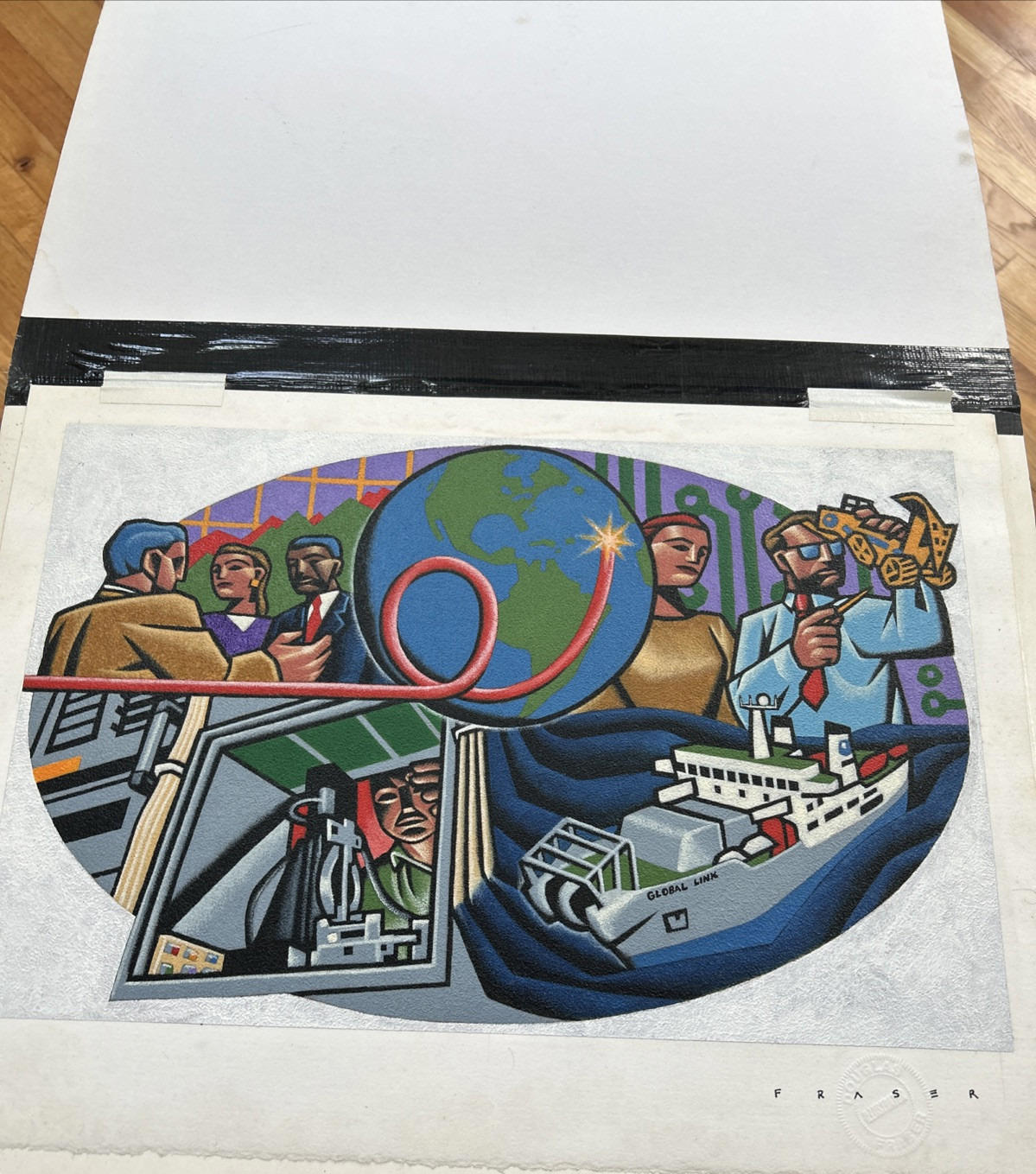 Douglas Fraser Bold Graphic Illustration Pop Art Original Alkyd Painting