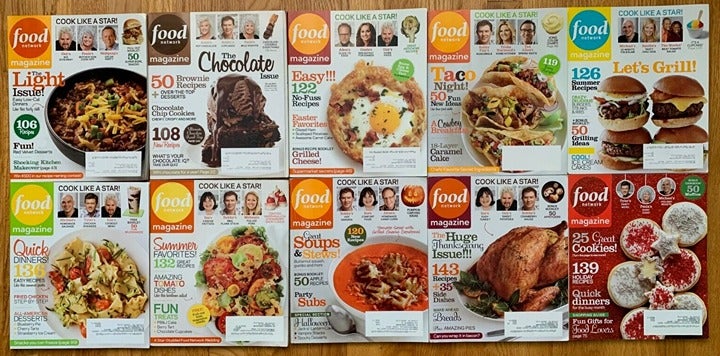 Lot of 10 FOOD NETWORK Magazines - 2012 - Complete Year