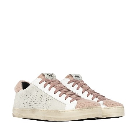 NWT P448 John Pink and White Faux Shearling Trim Women’s Sneakers Size EU 39
