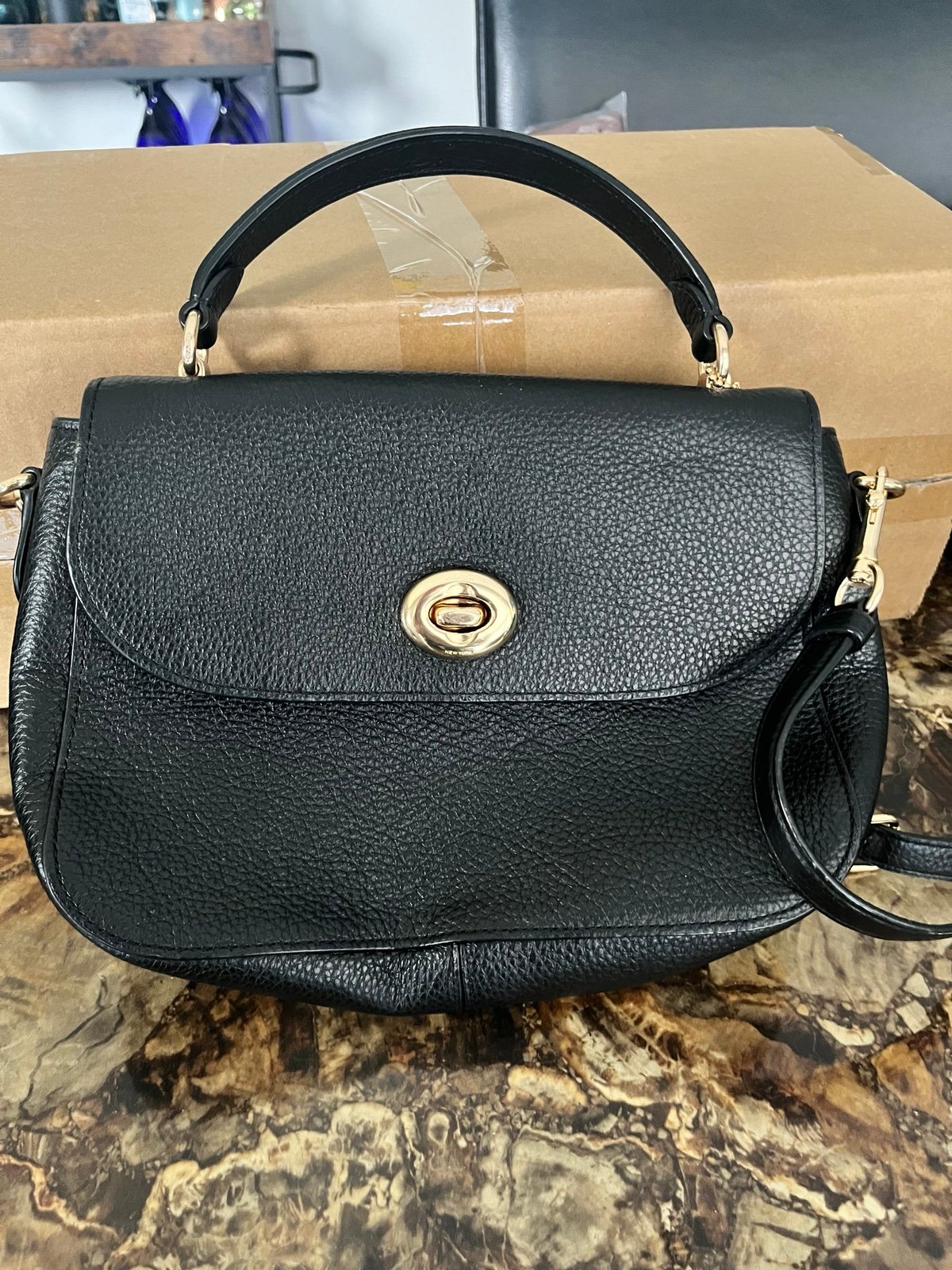 Coach turnlock crossbody bag in black