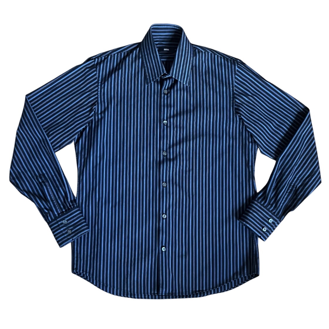 Hugo BOSS Stripped Shirt in Blue/Black | Size 15.5 (34/35)