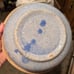 Vintage crockery bowl in blue speckled pattern