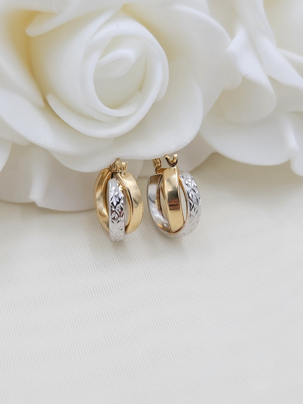 Solid 14k gold Duo Hoop Earrings