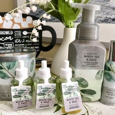 BBW White Tea & Sage wallflower refills, candle and hand soap