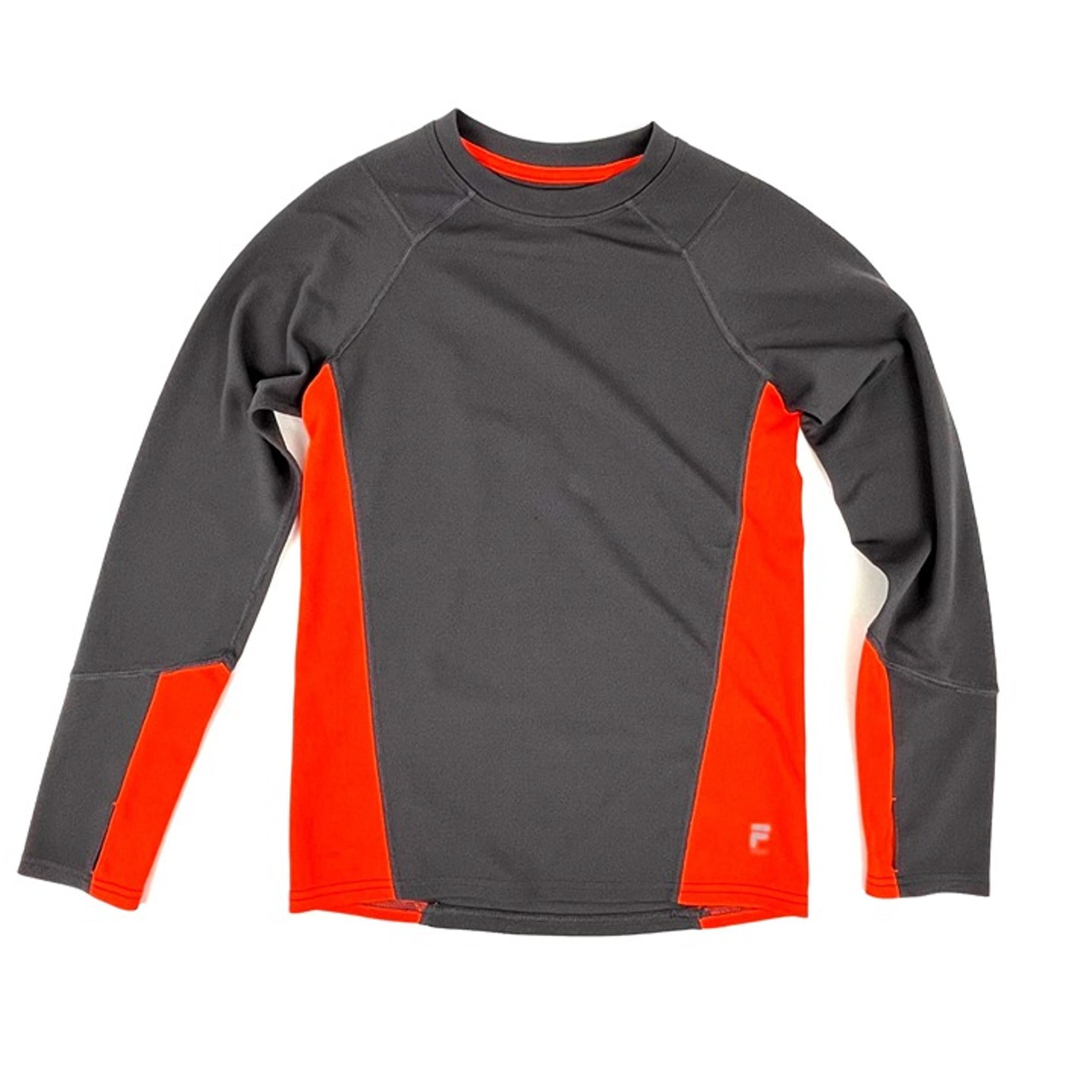 Fila Sport Boys Long-Sleeve Shirt Crew-Neck Lightweight Gray Orange M 10/12