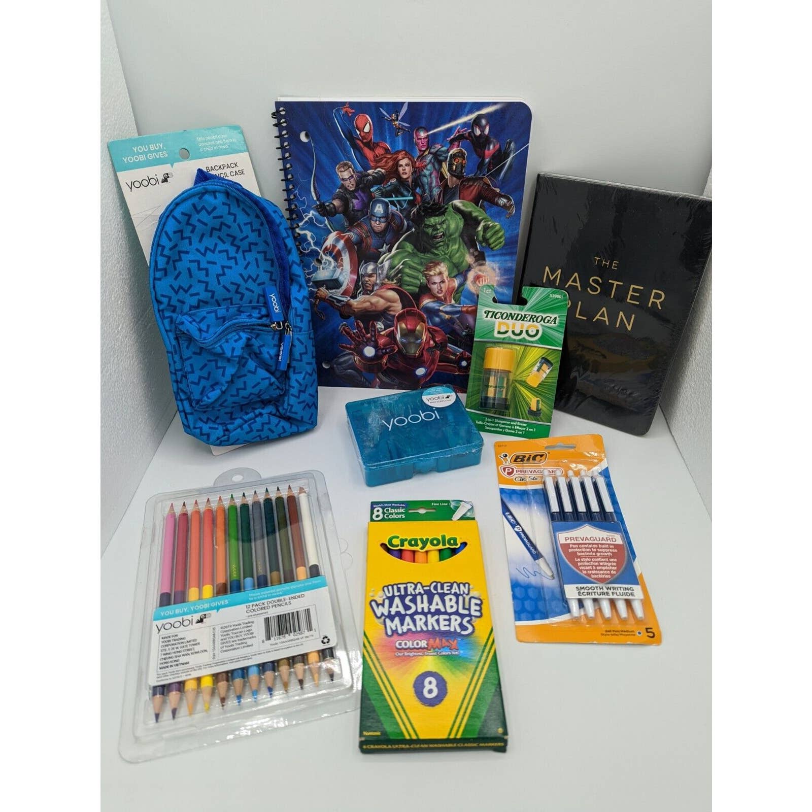 YOOBI Blue Backpack Pencil Case Pencils School Supplies Journal Marvel New