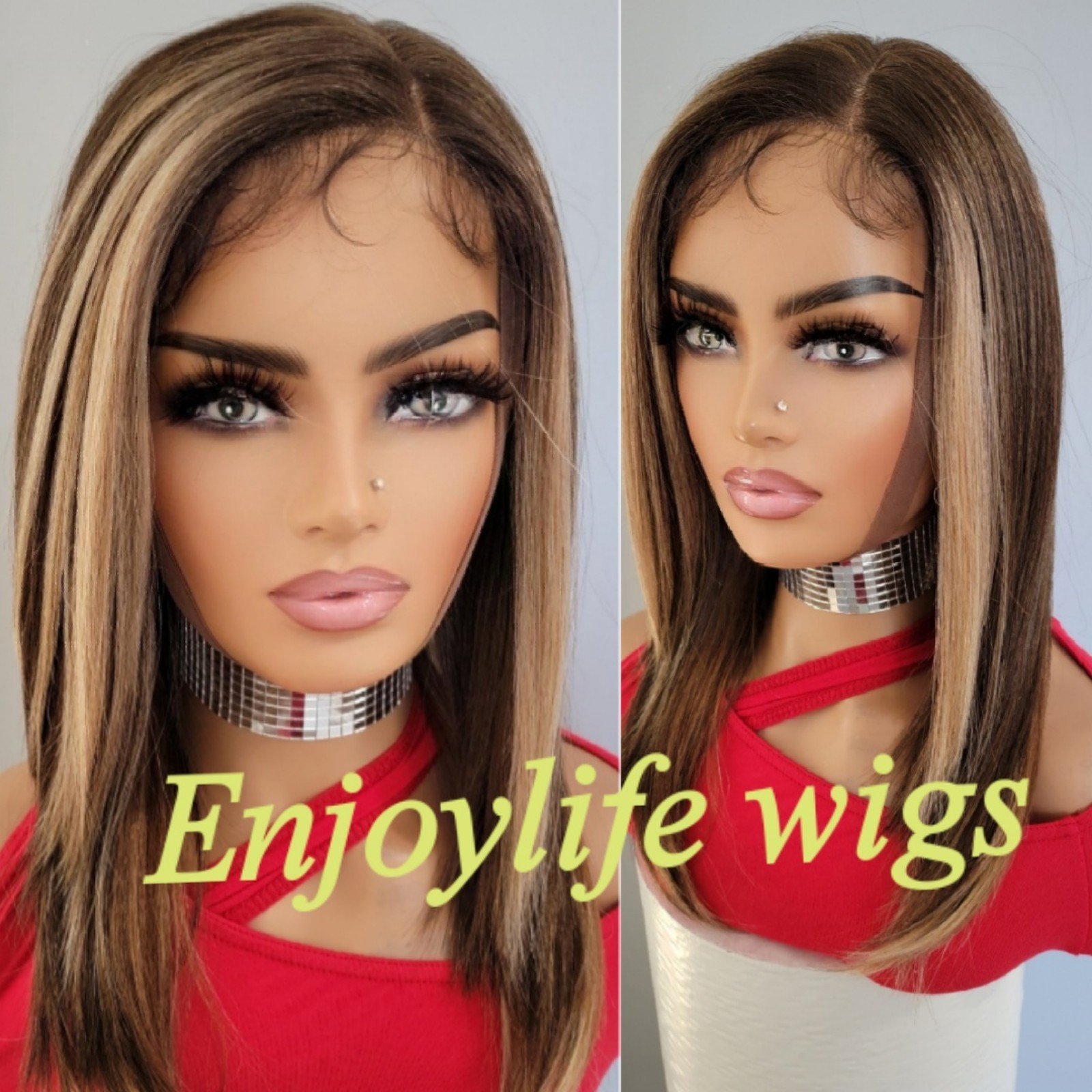 HD lace part wig with highlights